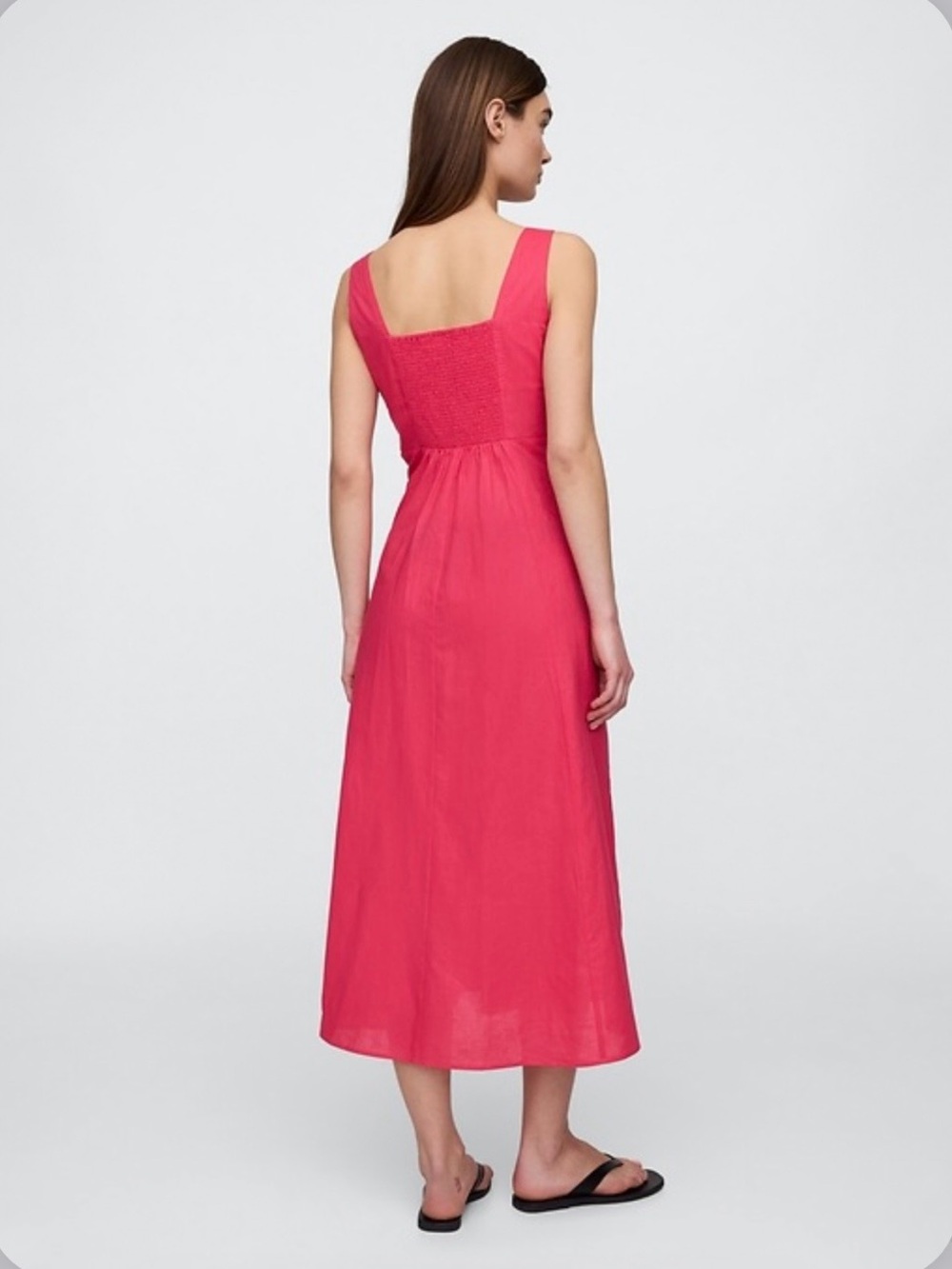 GAP Raspberry Pink Square-Neck Midi Dress